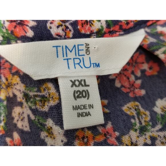 Time & Tru Multicolor Floral Print Long Sleeve Casual Dress Tired Ruffle Sz XXL - Picture 7 of 9